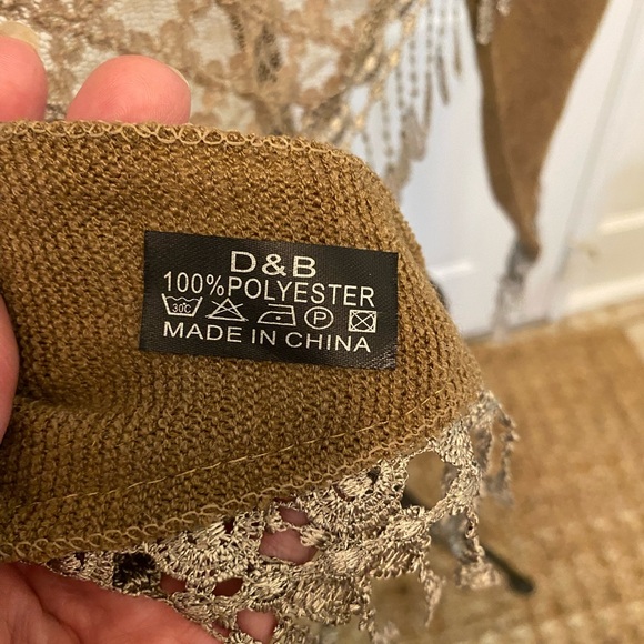 D&B Scarf with Lace Trim and Fringe - Picture 10 of 10